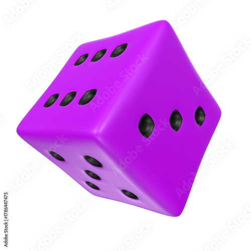 3D purple game cube isolated on a white background