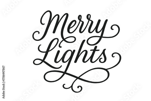 Merry Lights Script. Merry Lights ? Script Hand-Lettering; flowing brush lettering with elegant bounce and