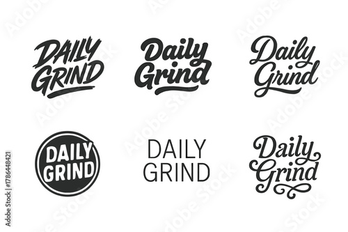 Lettering Art Variations. Daily grind. Set lettering. harmonious lettering variations of the same emblematic concept, each with different artistic