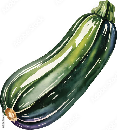 zucchini fresh green vegetable watercolor