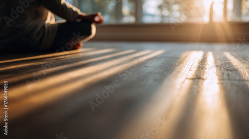 Person practicing yoga on w...