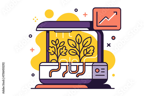 Futuristic Herb Lab. Futuristic Herb Lab. A compact smart indoor garden with herbs under holographic