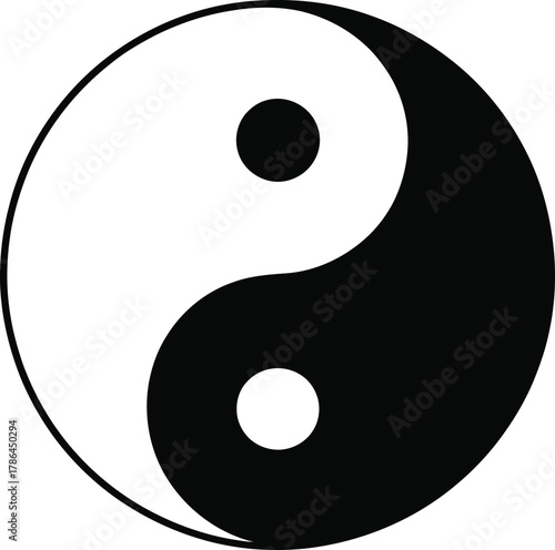 Classic Yin and Yang Symbol in Black and White