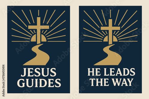 Divine Guidance Banners. Divine Guidance. Two vertical A6 banners with safe margins, centered composition, no elements touching edges, flat vector design, navy