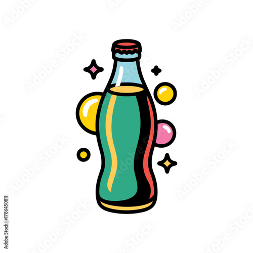 Soda bottle open Icon on White Background Vector Art Illustration on white background.