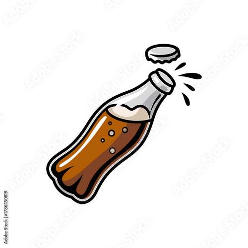 Soda bottle open Icon on White Background Vector Art Illustration on white background.