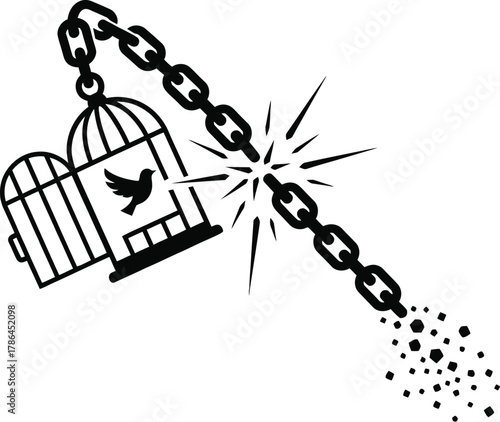 Chain silhouette symbolizing freedom and liberation