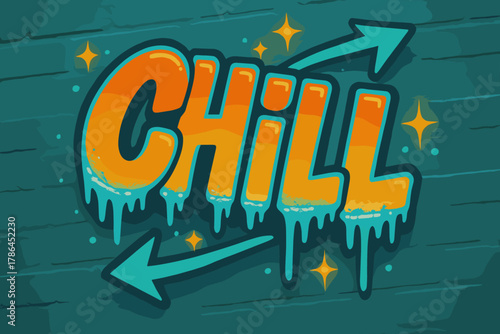 Graffiti Frost Vibe. Urban Chill ? Graffiti Simplified: thick bubble letters with dripping frost streaks;