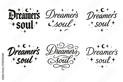 Dreamer's Soul Calligraphy. Dreamer?s soul. Create a calligraphy lettering illustration of the phrase: Dreamer