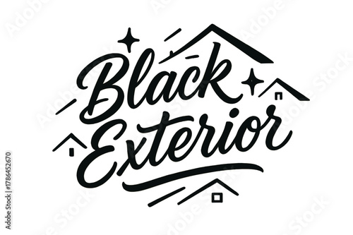 Black Exterior Script. Script Hand-Lettering ? "Black Exterior" in flowing brush script, semi-cursive with fluid strokes, slight upward tilt to