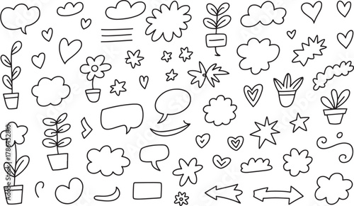 doodle sketch element set for creative design projects Hand drawn