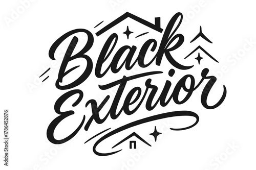 Black Exterior Script. Script Hand-Lettering ? "Black Exterior" in flowing brush script, semi-cursive with fluid strokes, slight upward tilt to