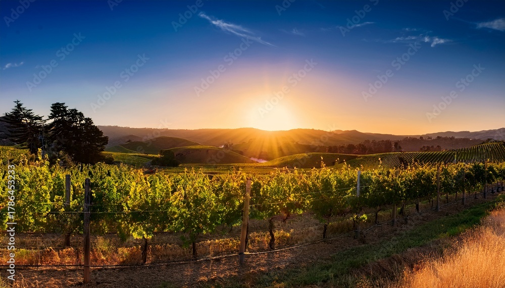 Fototapeta premium Sunset In The Vineyards Of Sonoma County California