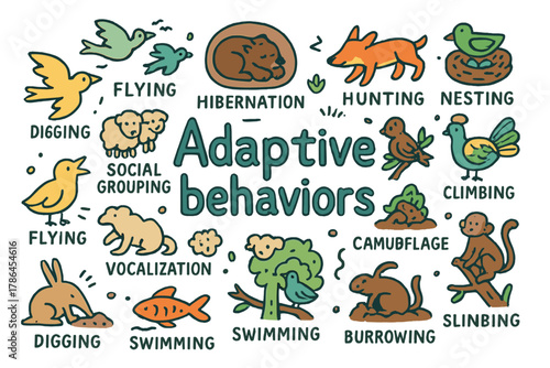 Adaptive Behaviors Illustration. Adaptive behaviors. Hand-drawn doodle illustration of Adaptive behaviors.