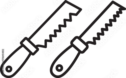 Two hand saws with wooden handles silhouette