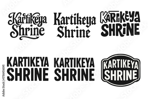 Karitkeya Lettering Styles. Karitkeya Shrine. Set lettering. harmonious lettering variations of the same emblematic concept, each with different artistic
