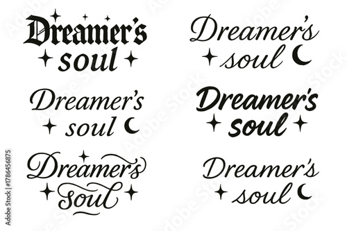 Dreamer's Soul Calligraphy. Dreamer?s soul. Create a calligraphy lettering illustration of the phrase: Dreamer