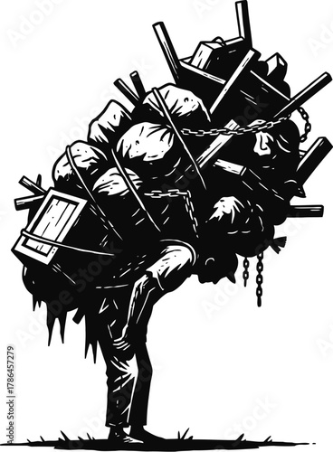 Burden silhouette representing hardship and struggle