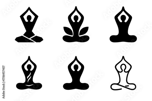 Exercise Logo Variations. The importance of exercise. Set Logo of the importance of exercise: yoga pose figure. Icon set. harmonious logo variations of the