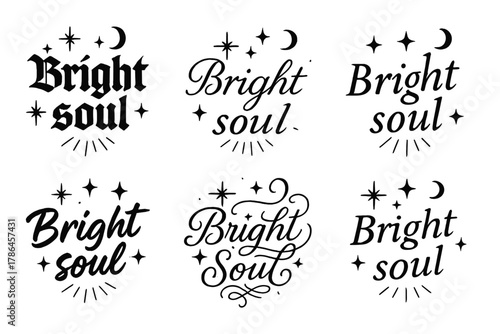 Bright Soul Calligraphy. Bright soul. Create a calligraphy lettering illustration of the phrase: Bright soul.