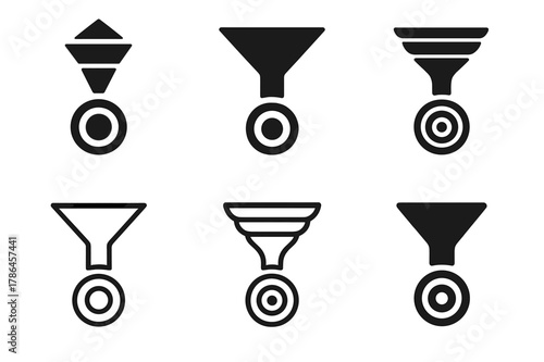Harmonious Logo Variations. Differentiated instruction. Icon set. Set Logo of Differentiated instruction: curriculum compacting funnel and target. harmonious