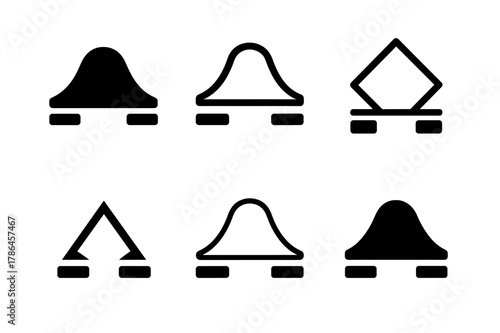 Structural Load Icons. Structural load diagram. Icon set. Set Logo of Structural load diagram: bending moment diagram for a beam. harmonious logo variations of