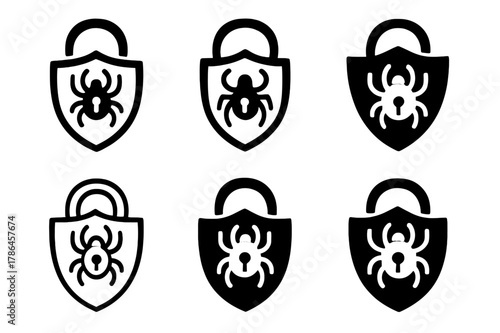Ethical Hacking Icons. Ethical hacking for business security. Icon set. Set Logo of Ethical hacking for business security: encrypted vault. harmonious logo