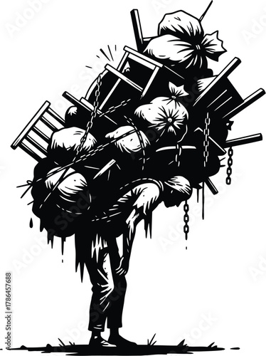 Burden silhouette representing hardship and struggle