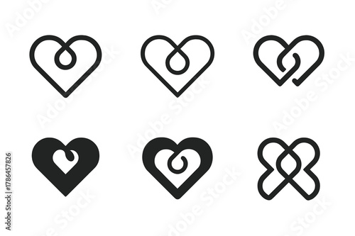 Connected Hearts Logos. Nurturing relationships and emotional connections. Set Logo of nurturing relationships and emotional connections: connected hearts.