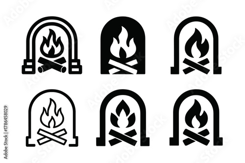 Sacred Sites Logos. The preservation of sacred sites in indigenous cultures. Set Logo of The preservation of sacred sites in indigenous cultures: ceremonial