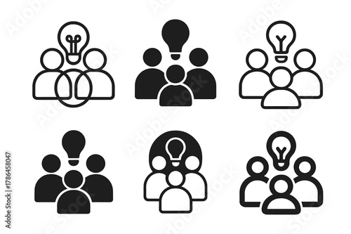 Creative Logo Concepts. Marketing professionals brainstorming ideas. Set Logo of marketing professionals brainstorming ideas: overlapping Venn