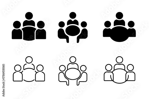 Logo Variations Grid. Multinational companies. Set Logo of Multinational companies: international meeting table. Icon set. harmonious logo variations of the