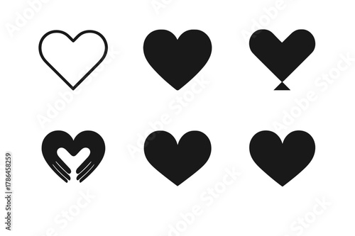 Heart Logo Variations. Love and affection. Set Logo of Love and affection: Heart. harmonious logo variations of the same emblematic concept, each