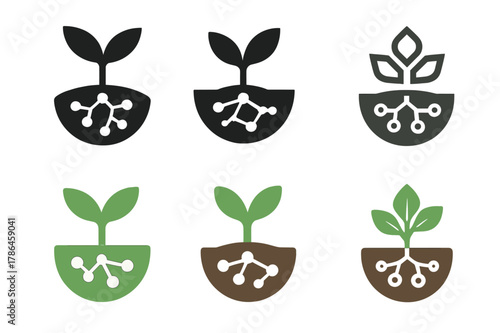 Resilient Crop Logo Variations. Designing resilient crops for changing weather conditions. Set Logo of Designing resilient crops for changing weather
