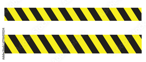 Yellow and black caution tape stripes warning barrier vector design for safety signs, construction zones, restricted areas, and hazard attention backgrounds in industrial layouts