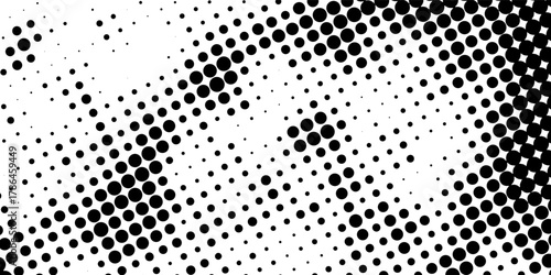 Grunge halftone black and white abstract texture with dotted pattern and gradient effect. Ideal for retro comic style designs, vintage posters,