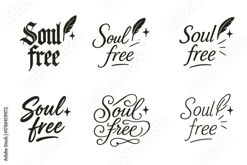 Soul Free Calligraphy. Soul free. Create a calligraphy lettering illustration of the phrase: Soul free. Render