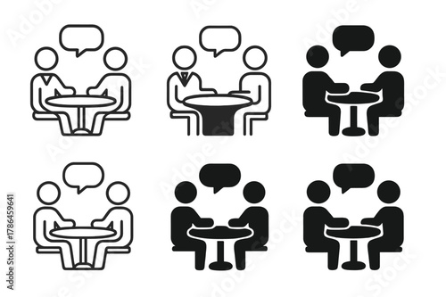 Effective Communication Icons. Effective communication between management and staff. Set Logo of effective communication between management and staff: manager