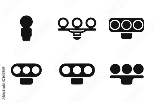 Vanity Bulb Icons. Vanity light bulb. Icon set. Set Logo of vanity light bulb: modern LED vanity lamp. harmonious logo variations of the same emblematic