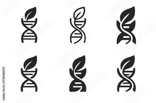 Resilient Crop Logos. Designing resilient crops for changing weather conditions. Set Logo of Designing resilient crops for changing weather conditions: DNA
