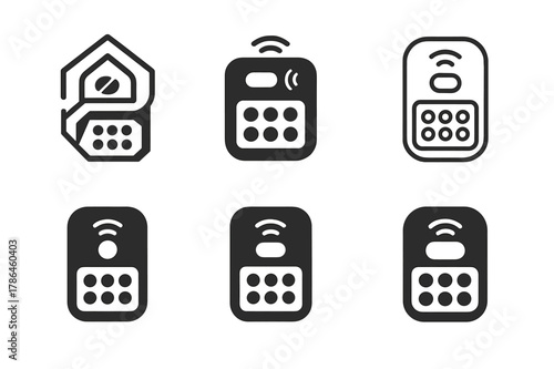 Elderly Care Icons. Elderly care technology. Icon set. Set Logo of elderly care technology: smart medication dispenser with blister tray. harmonious logo
