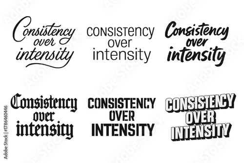 Harmonious Lettering Variations. Consistency over intensity. Set lettering. harmonious lettering variations of the same emblematic concept, each with different