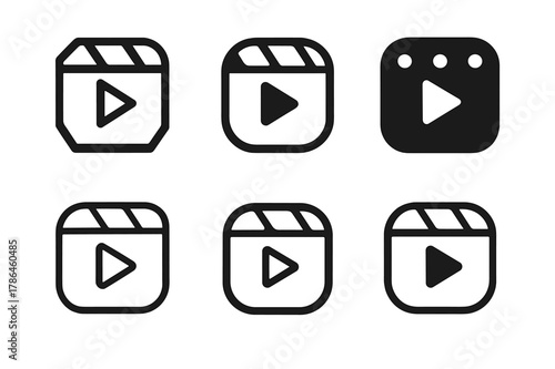 Mass Communication Logos. Mass communication trends. Icon set. Set Logo of mass communication trends: short-form video reels. harmonious logo variations of the