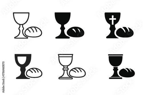 Christianity Emblem Variations. Christianity and its influence on Western culture. Set Logo of Christianity and its influence on Western culture: communion
