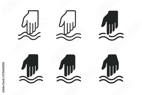 Sensory Logo Variations. How our senses work. Icon set. Set Logo of How our senses work: hand touching surface. harmonious logo variations of the