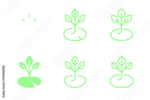 Glowing Cyber Lily Logos. Synthetic plants that glow in the dark. Set Logo of Synthetic plants that glow in the dark: cyber lily pad. Icon set. harmonious logo