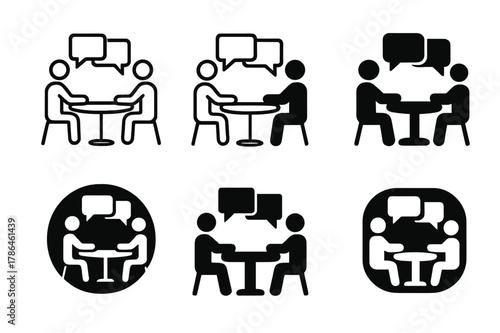 Effective Communication Icons. Effective communication between management and staff. Set Logo of effective communication between management and staff: manager