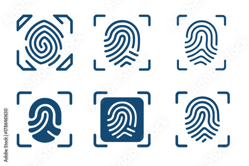 Cybersecurity Logo Variations. Cybersecurity protocols. Set Logo of cybersecurity protocols: biometric scan. Icon set. harmonious logo variations of the same