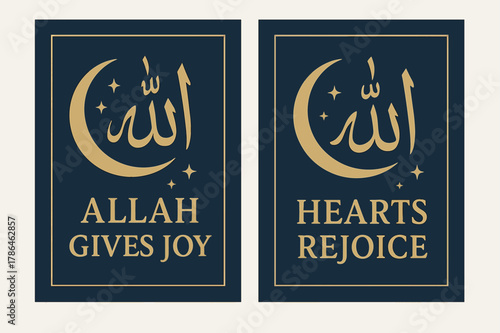 Divine Joy Banners. Divine Joy. Two vertical A6 banners with safe margins, centered composition, no elements touching edges, flat vector design, navy and gold,