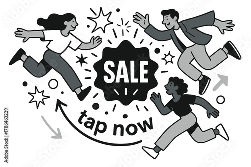 Dynamic Typography Sale Ad. Kinetic Typography ? Social Ad. ?SALE? expands like a pulse, then snaps into a tidy badge; stars and circles burst outward. Tagline